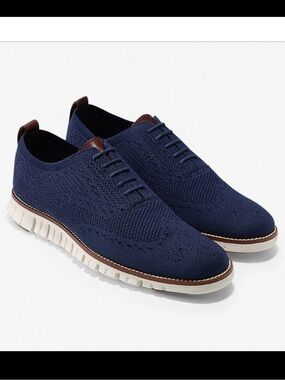 Cole Haan Men’s ZeroGrand Stitchlite wingtip oxfords-blue-size 10